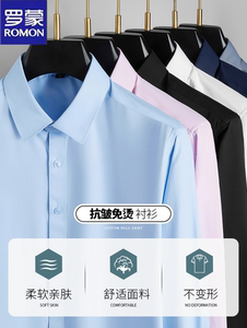 罗蒙春秋季男士长袖衬衫商务职业寸衫休闲上班2023新款宽松衬衣男
