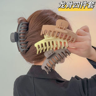 磨砂龙骨盘发鲨鱼夹大抓夹后脑勺气质网红盘头发抓发饰饰品盘发夹