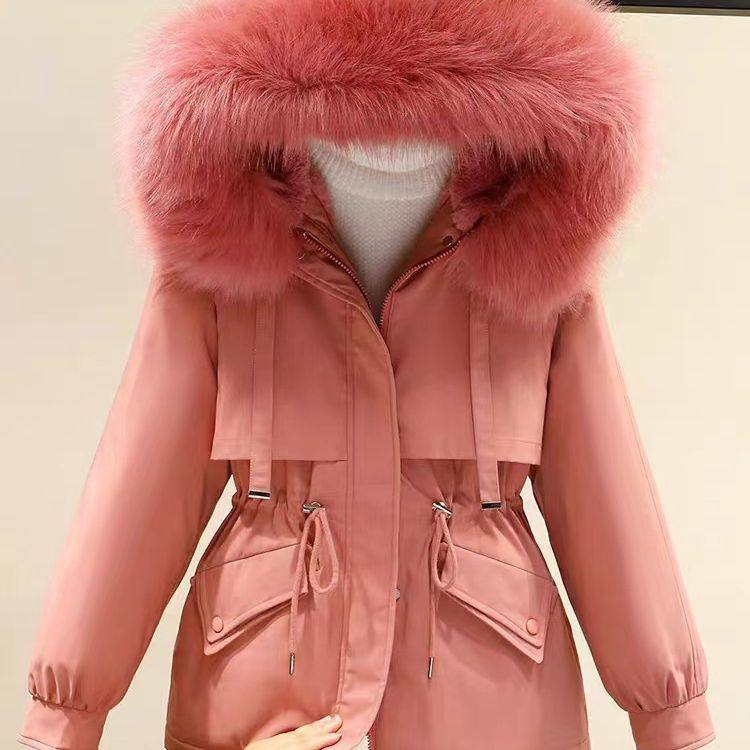 加绒加厚派克服女士短款宽松大码棉衣/棉服