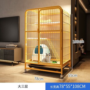 多层铁艺猫笼子加固加粗猫别墅带滑轮可移动家用双层宠物猫屋猫舍