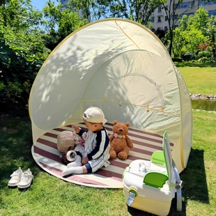 户外帐篷式折叠一键开合露营帐篷防晒遮阳蓬沙滩帐篷免搭速开3~4