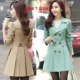韩版 双排扣风衣女中长款 修身 显瘦大码 大衣 2026春秋装 外套女式 新款