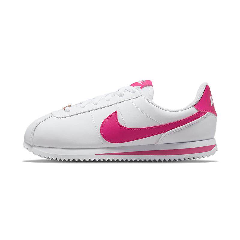Nike Cortez Basic Leather (GS) 低帮复古跑步鞋 白粉色 阿