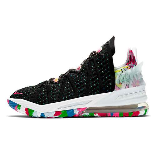 Nike Lebron 18 EP James Gang 中帮 篮球鞋 男女同款 黑白粉