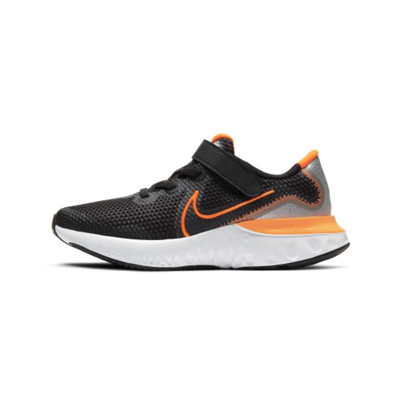 Nike Renew Run 魔术贴休闲 低帮 跑步鞋 中童 黑橙