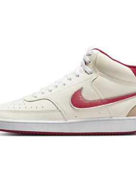 Nike Court Vision 怀旧胶底 中帮 板鞋 男款 白红色