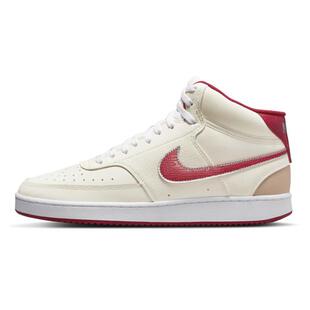 Nike Court Vision 怀旧胶底 中帮 板鞋 男款 白红色