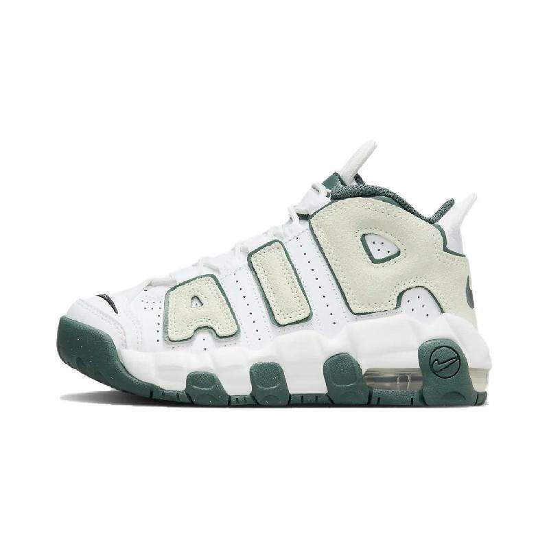 中童 Nike Air More Uptempo 减震耐磨 中帮 儿童篮球鞋 白绿