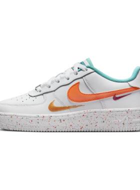 Nike Air Force 1 Lv8 皮革 防滑耐磨 低帮 板鞋 GS 白橙色