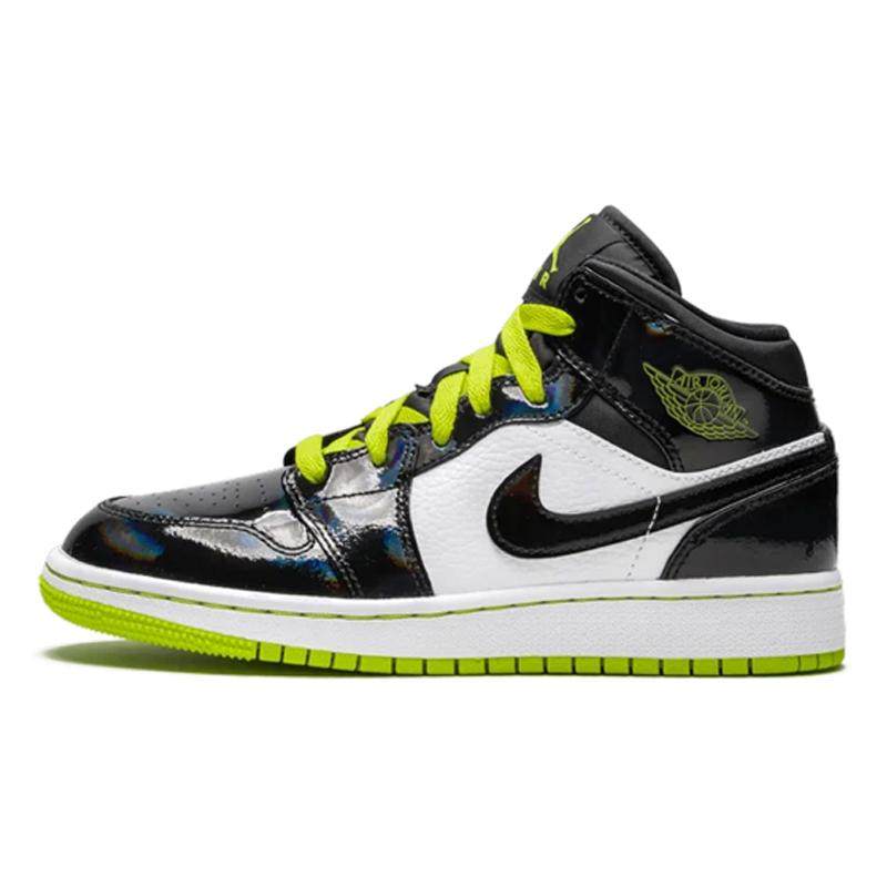 Air Jordan 1 Mid Black Cyber Mystic Green (GS) 黑绿,运动鞋new,跑步鞋,淘宝优惠券,粉丝福利购,淘宝优惠卷