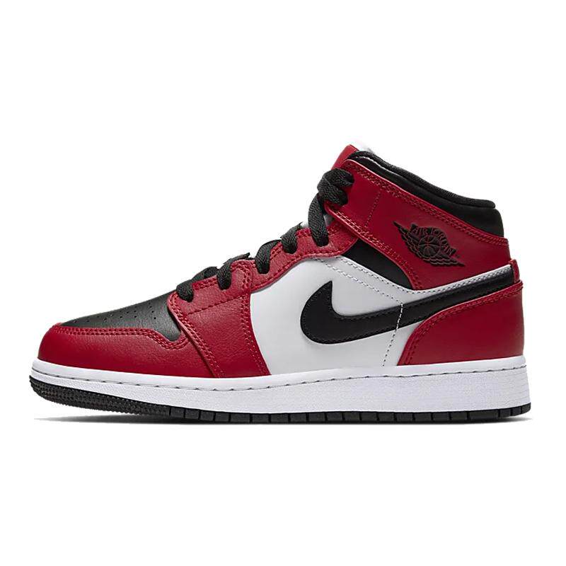 Air Jordan 1 Mid 禁穿 耐磨中帮复古篮球鞋 黑红脚趾 (GS)