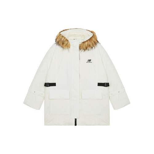 New Balance 保暖防寒毛领连帽羽绒服外套 女款 白色  送女友