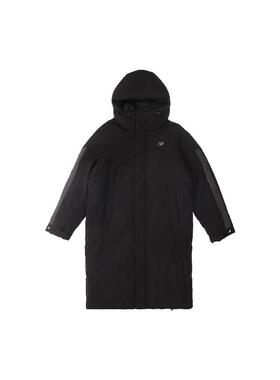 New Balance 纯色印花Logo长款拉链连帽棉服 男款 黑色