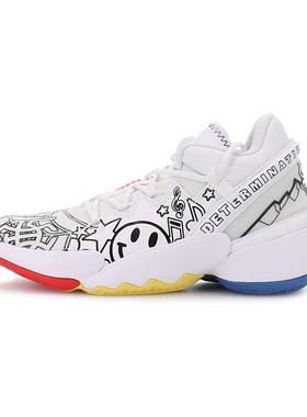 adidas D.O.N. Issue #2 J 涂鸦 耐磨低帮篮球鞋 白色