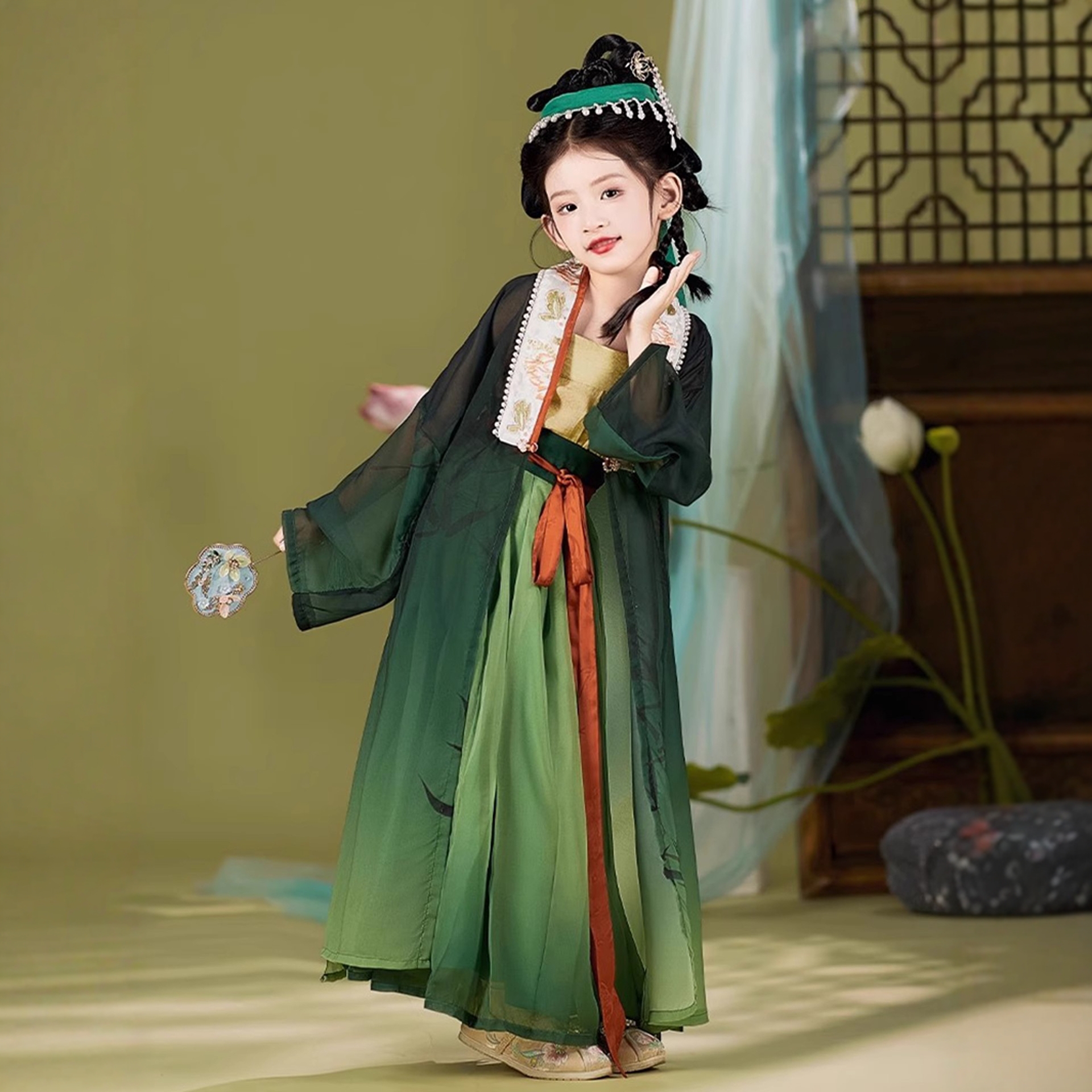 汉服女童春秋装新款宋制古风套装
