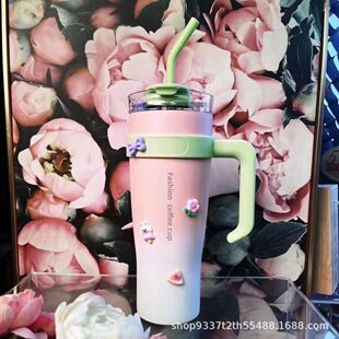 爆款网红巨无霸保温杯女美式真空冰霸杯大容量便携保冷家用吸管杯