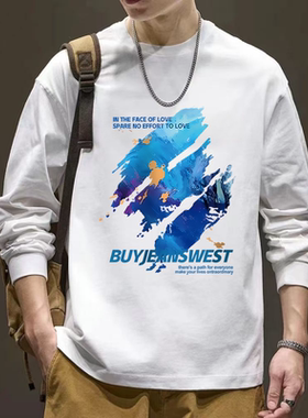 纯棉秋冬潮流长袖韩版男士宽松长袖T恤圆领韩版运动百搭新款ACT