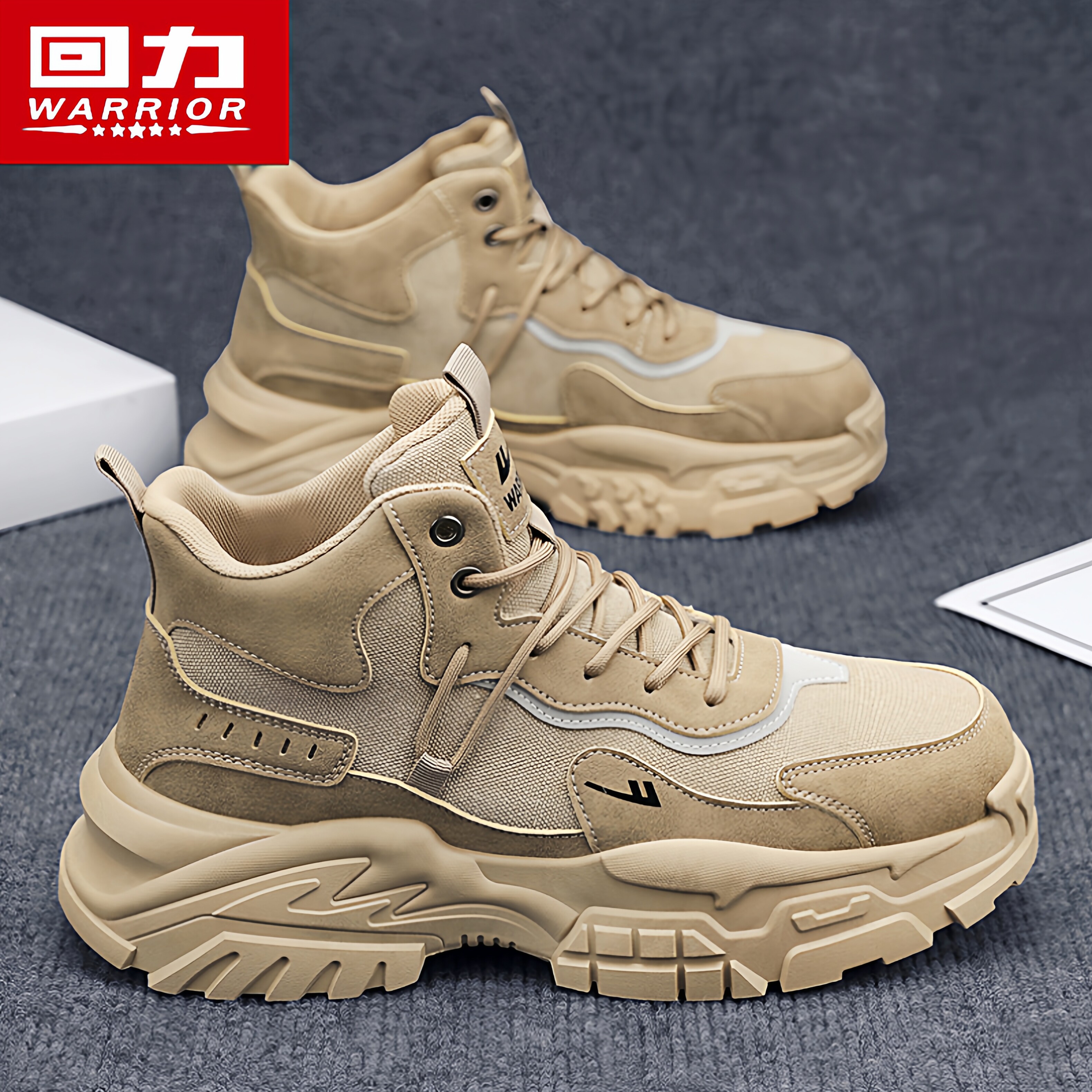 回力马丁靴男鞋秋季高帮英伦风复古工装靴户外运动登山沙漠作战靴