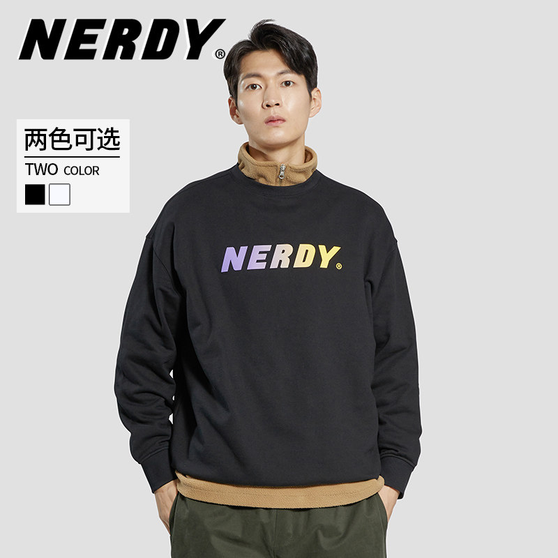 NERDY卫衣女新款时尚logo印花气质男女同款宽松纯棉秋冬圆领上衣