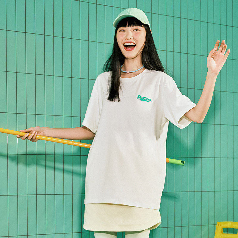 斯凯奇秋季短袖男女款情侣宽松体恤圆领运动T恤凉感上衣时尚百搭