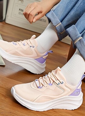 Skechers斯凯奇女鞋秋季新款糕糕鞋网面透气增高休闲运动鞋117519