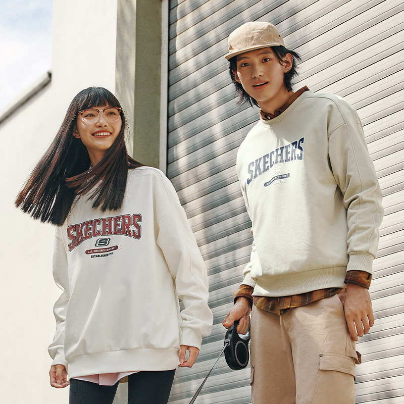 斯凯奇新品男女同款连帽运动服休闲潮流时尚春夏卫衣套头衫百搭