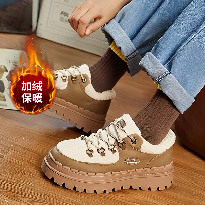 斯凯奇加绒女鞋厚底增高