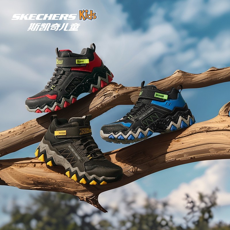 Skechers斯凯奇儿童高帮靴春秋抓地户外质感男童运动鞋时尚休闲鞋