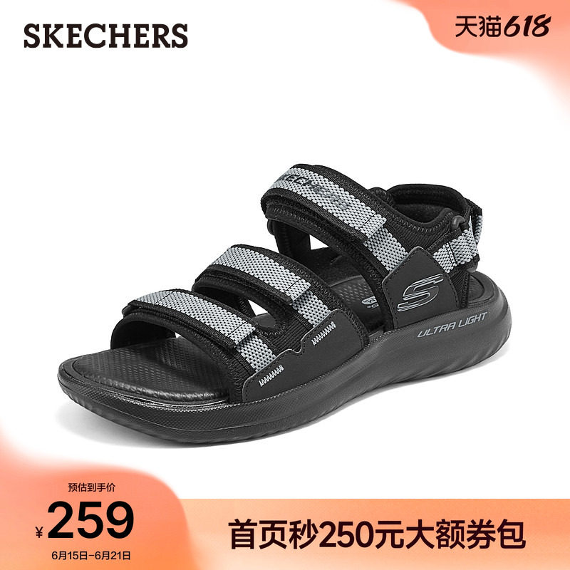 斯凯奇夏季新款凉鞋魔术贴沙滩鞋