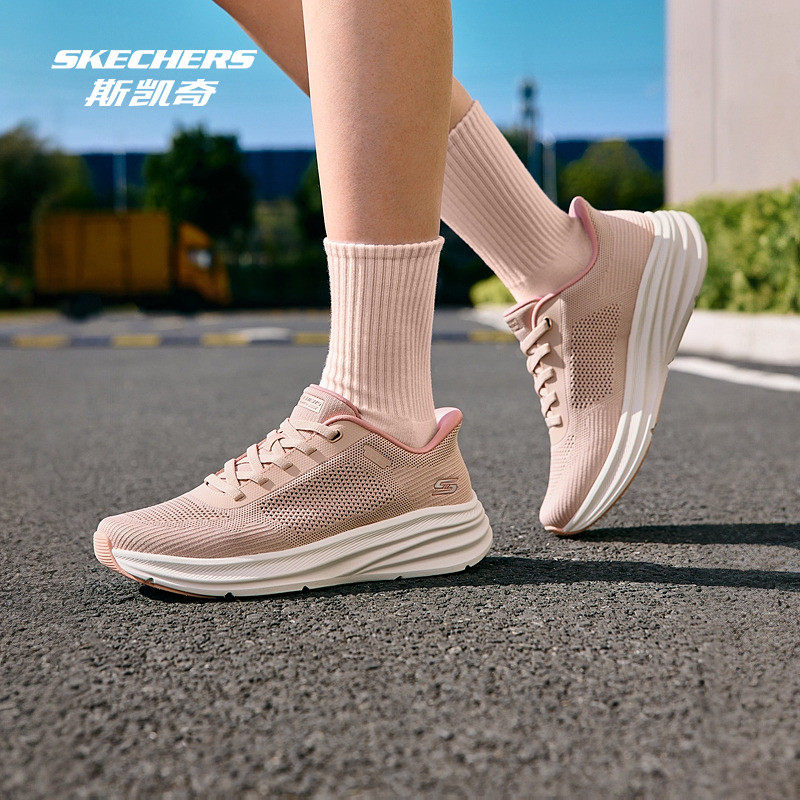 斯凯奇BOBSSKILLZ女士运动鞋网布PU拼接低帮轻便透气