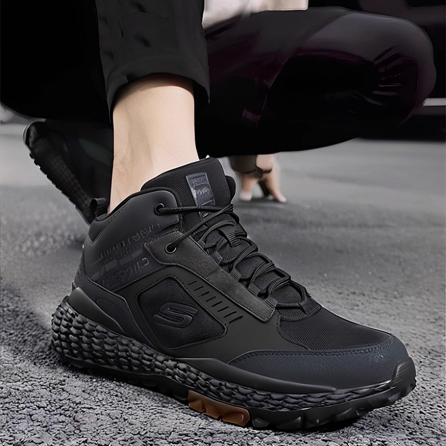 斯凯奇男鞋春夏季款中高帮休闲运动怪兽鞋轮胎板鞋户外靴子51943