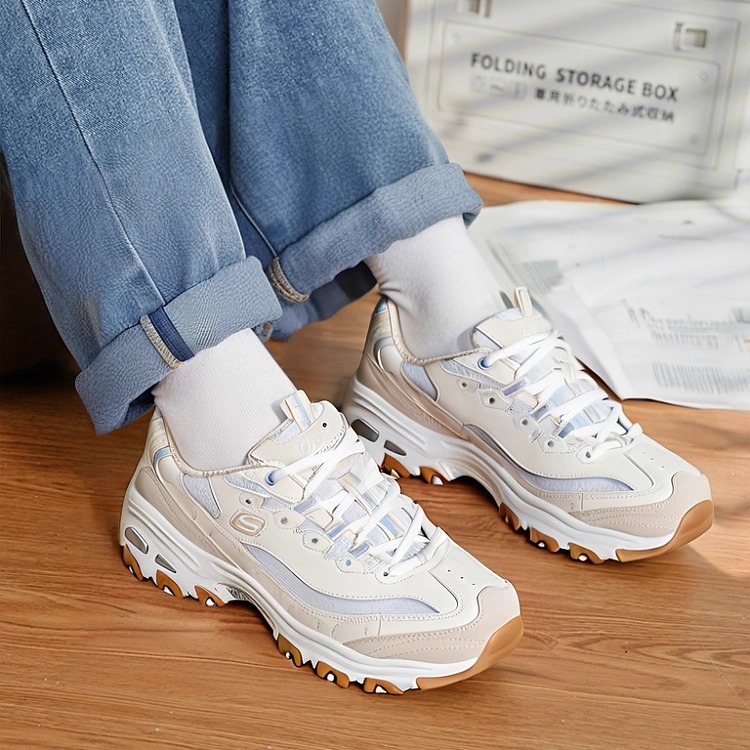 Skechers斯凯奇2025新款秋女复古老爹鞋经典熊猫鞋厚底休闲运动鞋
