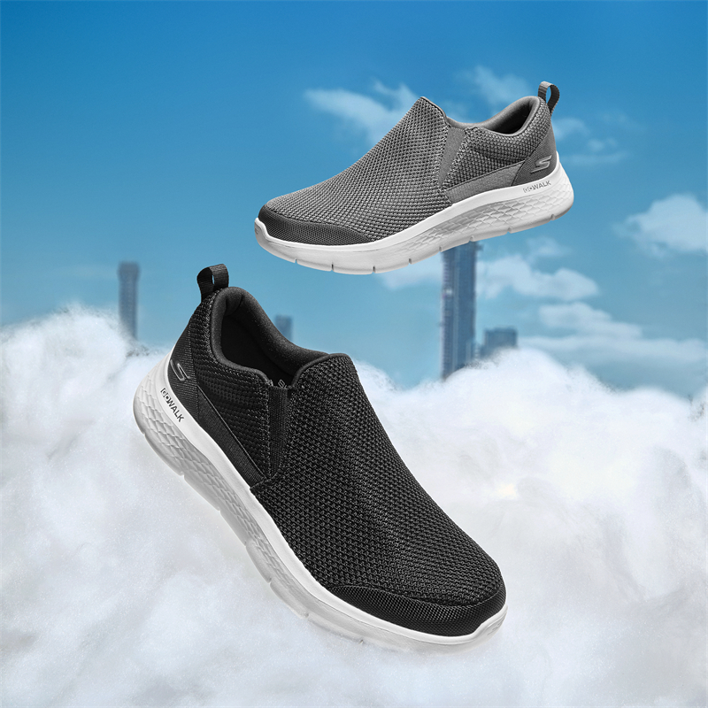 Skechers斯凯奇男鞋春夏透气舒适高回弹一脚蹬轻便散步缓震健步鞋