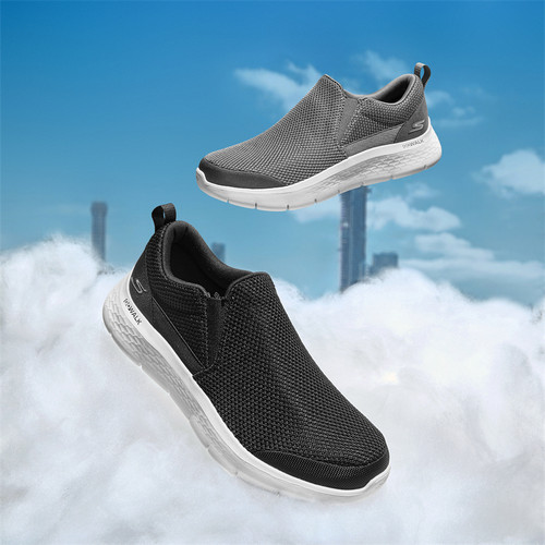 Skechers斯凯奇男鞋秋冬透气舒适高回弹一脚蹬轻便散步缓震健步鞋