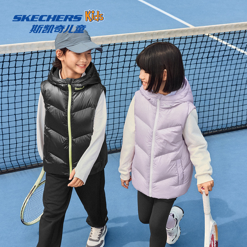 Skechers斯凯奇儿童羽绒马甲秋冬新款时尚保暖百搭连帽羽绒背心,童装/婴儿装/亲子装,羽绒马甲,淘宝优惠券,粉丝福利购,淘宝优惠卷
