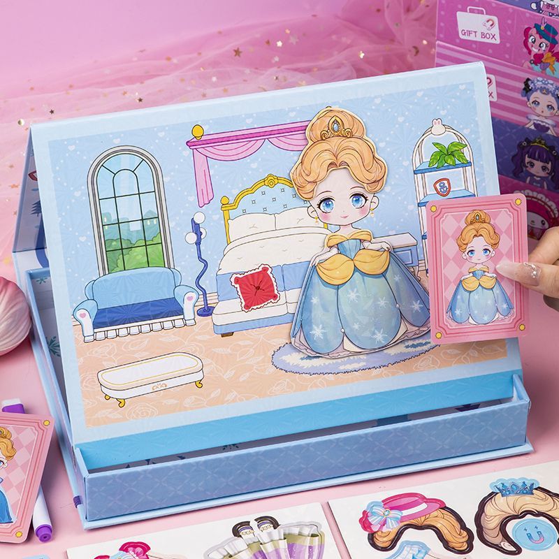 趣味魔法磁力盒换装艾莎萌可玩具