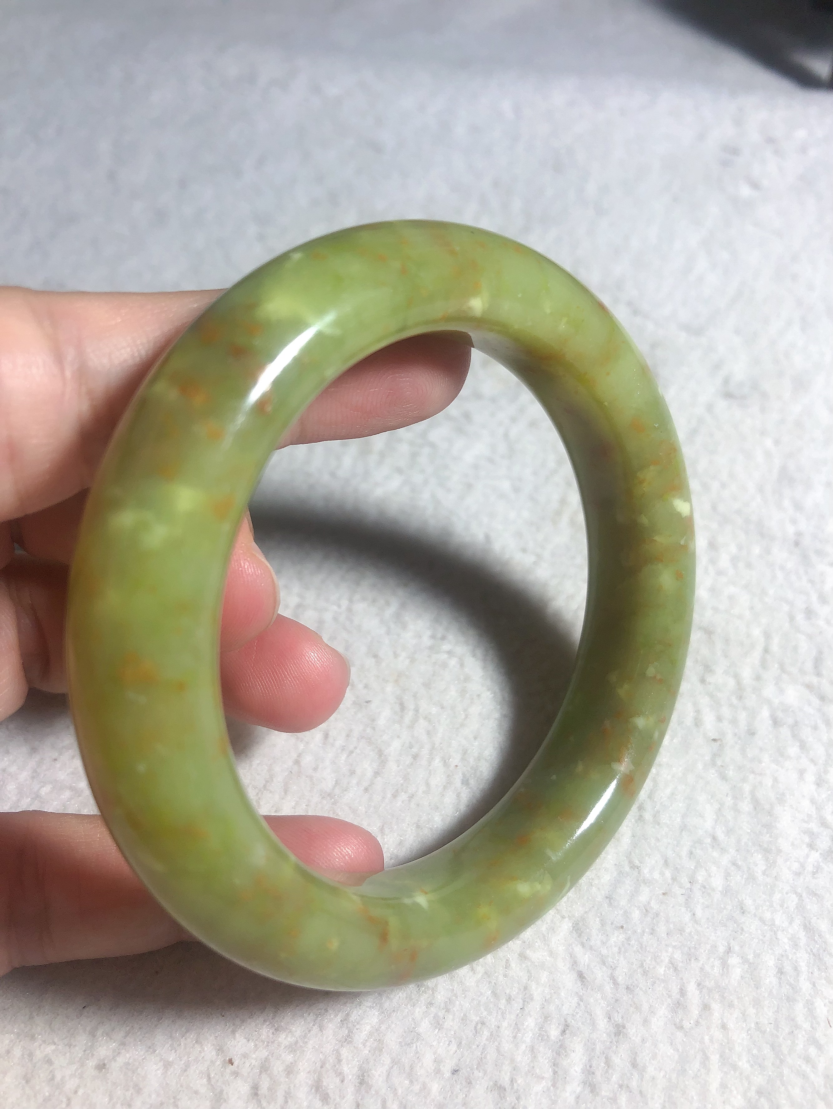 岫玉辽阳料手镯正圈54口保真天手饰