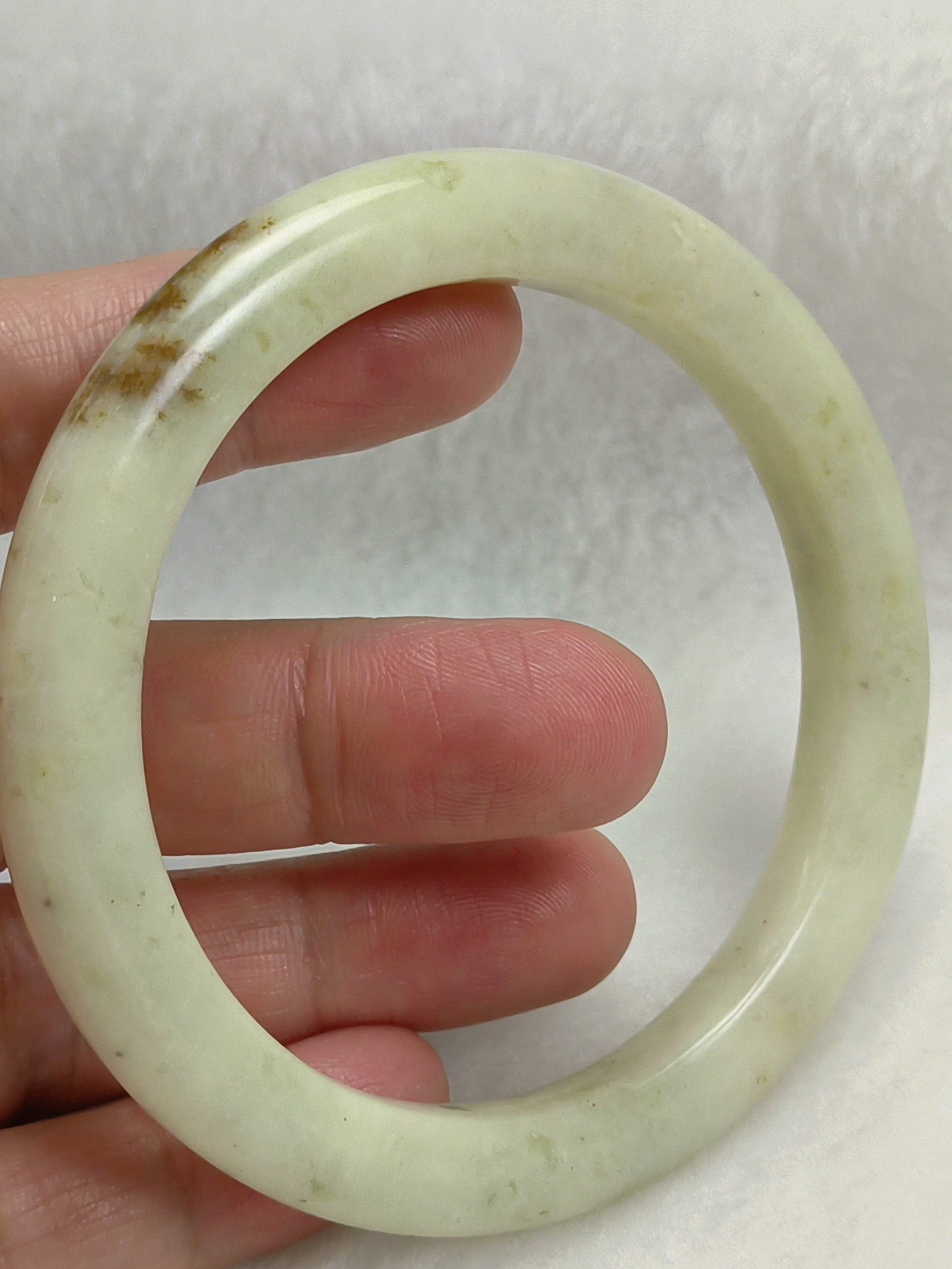 岫玉手镯正圈58口辽阳草花玉镯子泥鳅背福镯一物一图纯天然玉石