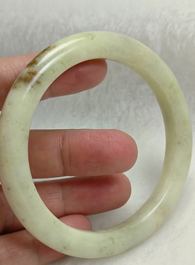 辽阳草花玉手镯正圈58口纯天然