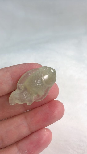 岫玉小金鱼吊坠项链锁骨链坠天然玉石一物一图包邮
