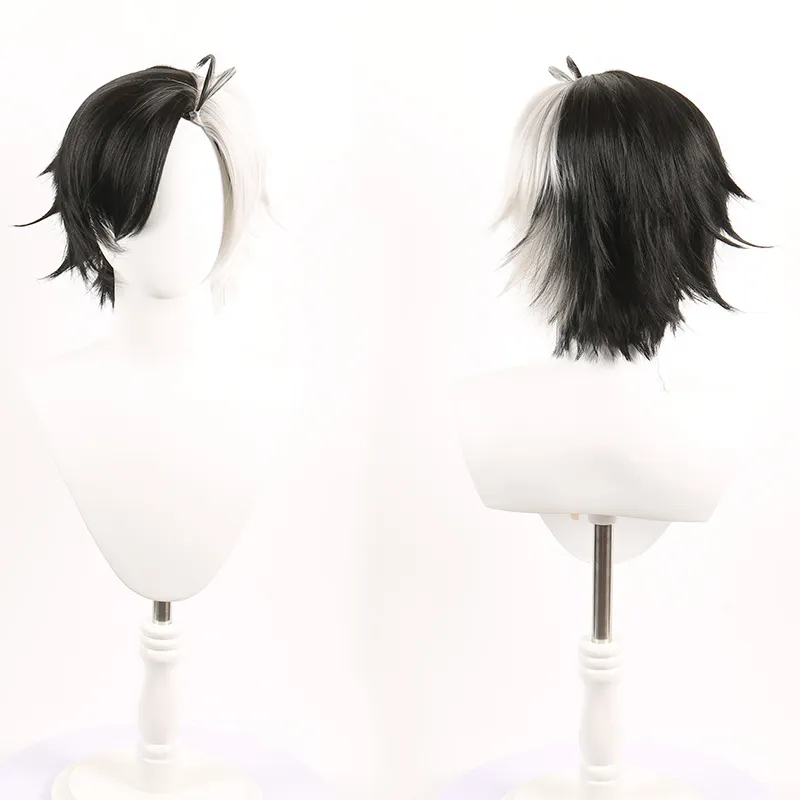 留林wind breaker防风铃 樱遥 cosplay假发 黑白色双色反翘短发