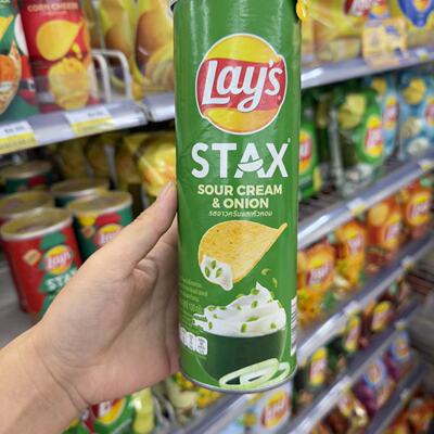 泰国711零食代购乐事无限薯片Lays STAX桶装酸奶油洋葱烧烤原味