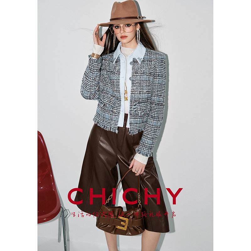 CHICHY复古格纹粗花呢小香外套