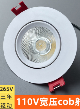 110V宽压射灯led嵌入式台湾崁灯5w7W12w20wcob美国通用电压天花灯