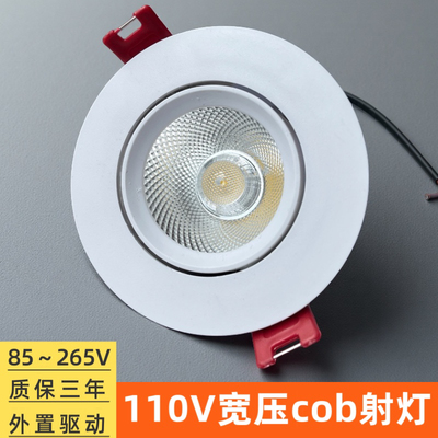 110V宽压射灯led嵌入式台湾崁灯5w7W12w20wcob美国通用电压天花灯