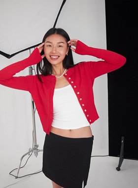 A DoOr 开运正红针织开衫薄款外套亲肤Lucy毛衣长袖美式复古