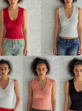 A DoOr 5色基础V领背心 Hayley 针织弹力休闲经典单品夏季