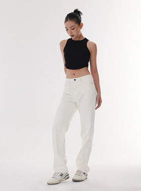 ADoOr 神裤重磅百搭白色牛仔裤宽松直筒中腰基础加长辣妹欧美