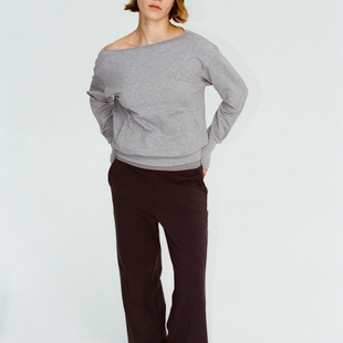 长袖 斜肩薄款 卫衣 Lainey 宽松落肩口袋款 DoOr