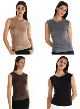 A DoOr 4色弹力打底基础无袖背心上衣薄款百搭可叠穿Berry针织